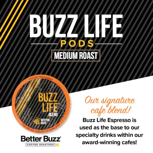 Better Buzz Life Blend Medium Roast Coffee Pods (Buzz Life) 12ct., California Solar Energy Produced Recyclable Coffee Pods, Small Batch Roasted Coffee, K-Cup Compatible, Life's Better Buzzed