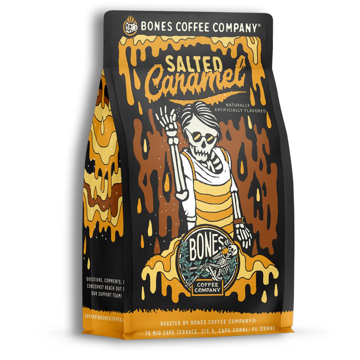 Bones Coffee Company Valiant Vanilla Flavored Whole Coffee Beans Vanilla Wafer Flavor | 12 oz Medium Roast Arabica Low Acid Coffee | Gourmet Coffee Inspired From Fallout Series (Whole Bean)